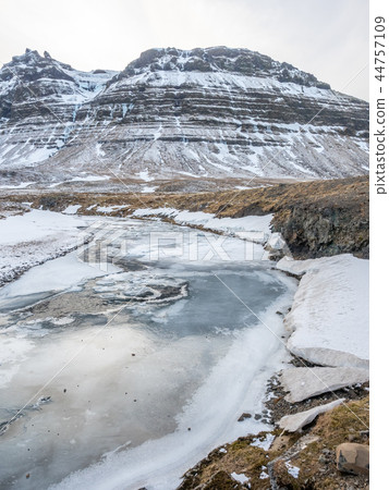 Scene view around Kirkjufell in winter, Iceland 44757109