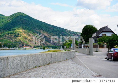 Mountain in Austria and river Danube. Mountain in Austria and river Danube. 44757443