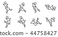 Set of Simple outline tangram dance action 44758427