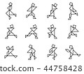 Set of Simple outline tangram people action 44758428