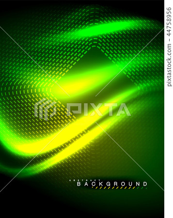 Neon glowing wave, magic energy and light motion background. Vector illustration Neon glowing wave, magic energy and light motion background. Vector illustration 44758956