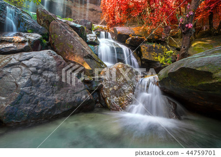Waterfall beautiful in rain forest at Soo Da Cave 44759701