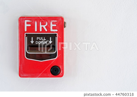 Switch to Fire alarm system on white wall Switch to Fire alarm system on white wall 44760318