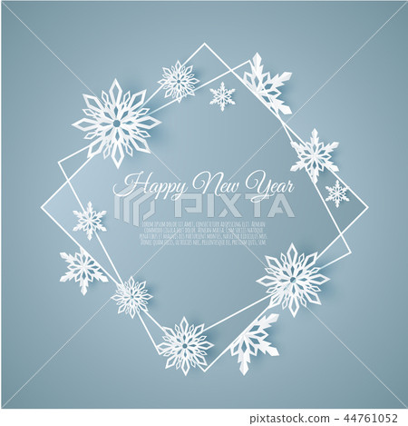 Christmas and New Years background with Frame Made of paper snowflakes. Christmas and New Years background with Frame Made of paper snowflakes. 44761052