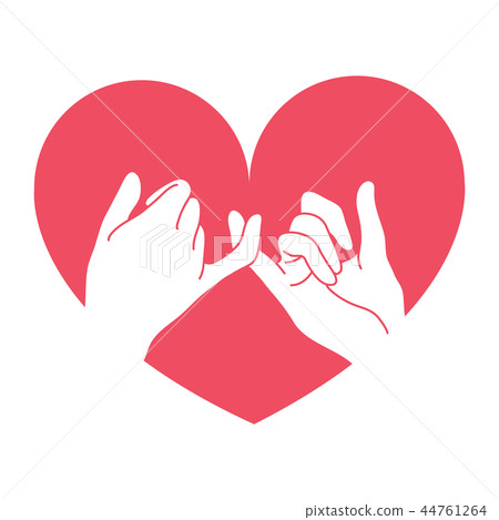 hand drawn pinky promise with heart shape 44761264