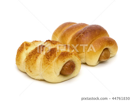 Cheese Sausage bread isolated on white background 44761830