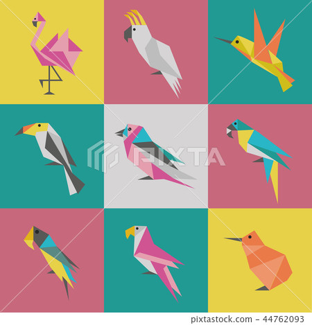 Geometric Birds Origami Logo Set 44762093