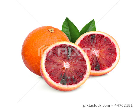 whole and half blood orange isolated on white  44762191
