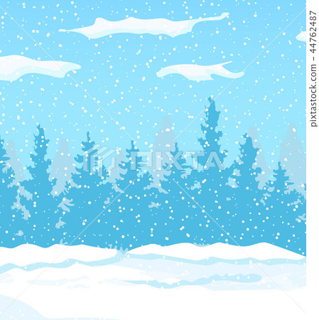 Winter landscape with white pine trees on snow - Stock Illustration ...
