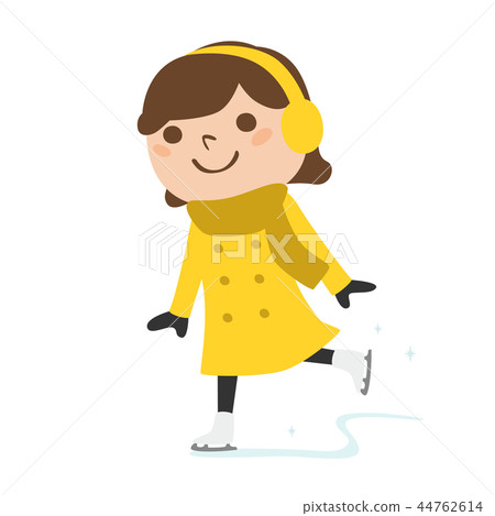 Illustration of a young woman enjoying skating 44762614