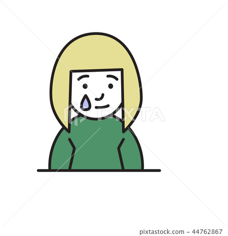 Crying cartoon girl. Flat design icon. Colorful flat vector illustration. Isolated on white Crying cartoon girl. Flat design icon. Colorful flat vector illustration. Isolated on white 44762867