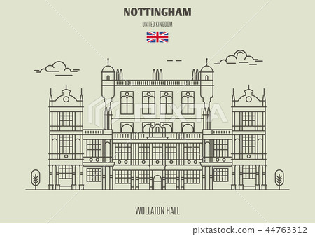 Wollation Hall in Nottingham, UK. Landmark icon Wollation Hall in Nottingham, UK. Landmark icon 44763312