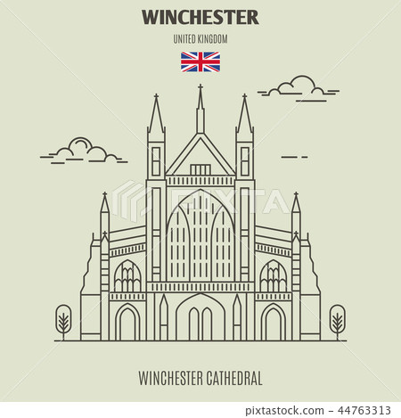 Winchester Cathedral, UK. Landmark icon Winchester Cathedral, UK. Landmark icon 44763313