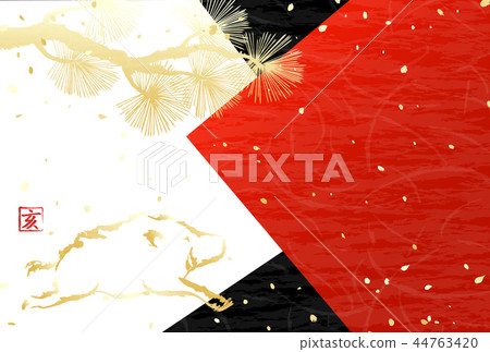 Washi paper pine greetings new year's card Washi paper pine greetings new year's card 44763420