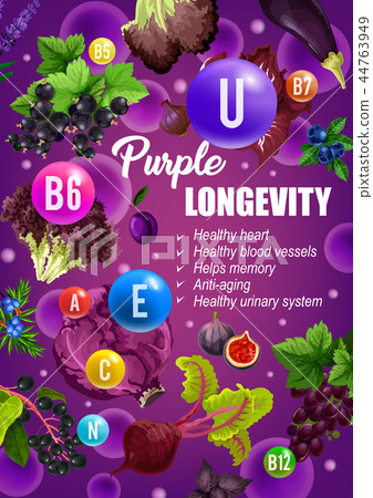Purple diet longevity vitamins food nutrition 44763949