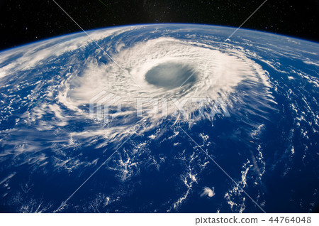 Hurricane eye on Earth viewed from space. 44764048