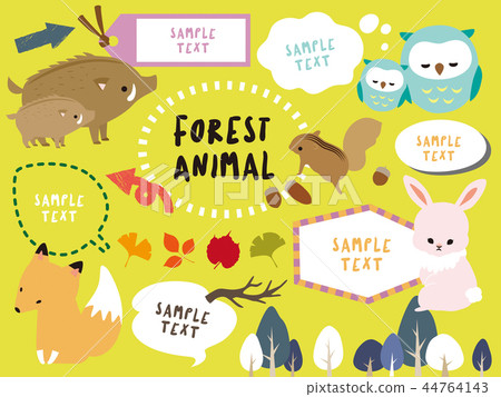 Forest animals illustration and balloon material 44764143