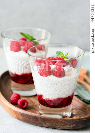 Breakfast Chia Pudding With Raspberries Breakfast Chia Pudding With Raspberries 44764358