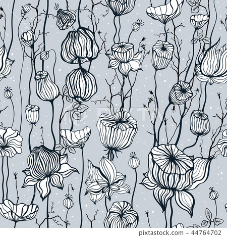 Vintage Seamless pattern with hand drawn... - Stock Illustration ...