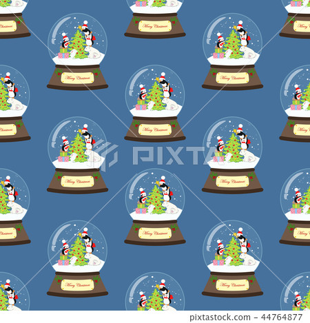 Christmas snow globe seamless pattern Christmas snow globe seamless pattern 44764877