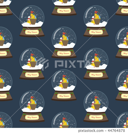 Christmas snow globe with chicken seamless pattern Christmas snow globe with chicken seamless pattern 44764878