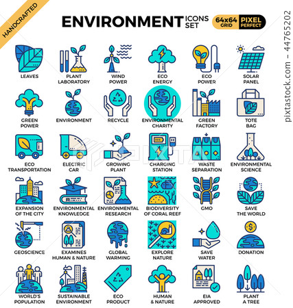 Environment & eco concept detailed line icons-插圖素材 [44765202] - PIXTA圖庫