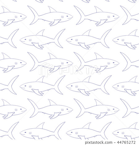Shark. Outline drawing seamless background 44765272
