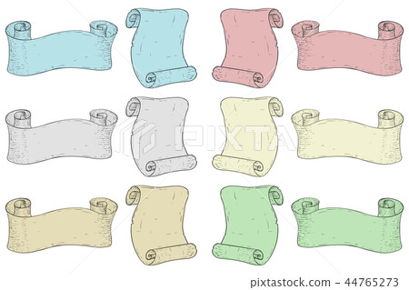 Ribbon scrolls. Colored hand drawn sketch 44765273