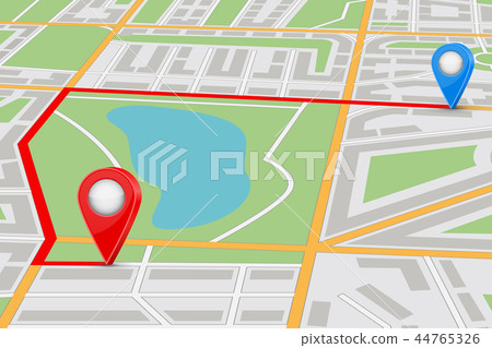 City map with itinerary City map with itinerary 44765326