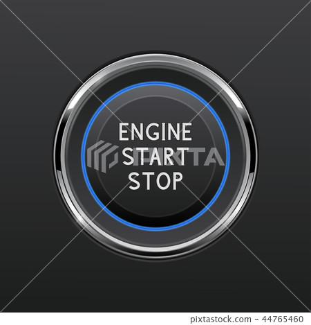 Engine start stop button. Car dashboard element 44765460