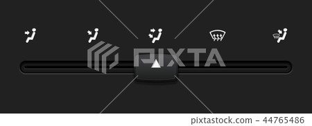 Car dashboard black slider. Auto air conditioner air flow direction selector. Up and down level 44765486