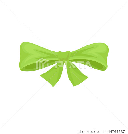 Small bow made of bright green ribbon. Flat vector element for advertising poster, flyer or postcard 44765587