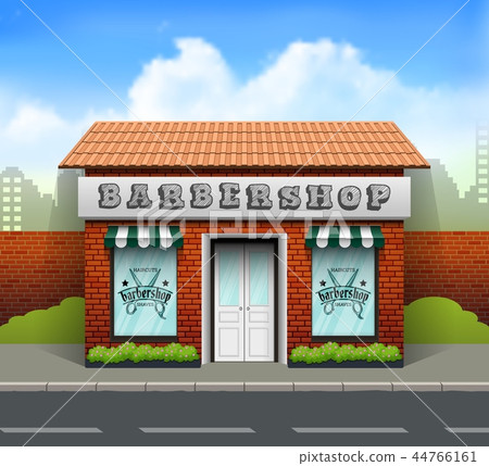 Barbershop storefront building background Barbershop storefront building background 44766161