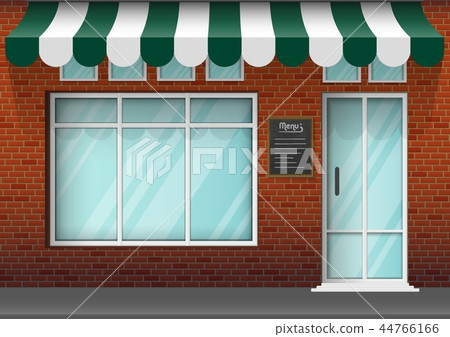 Brick store building design with big window 44766166