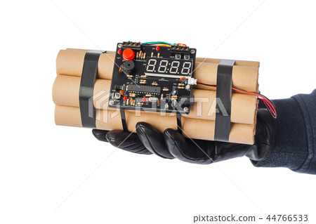 Hand with dynamite bomb 44766533