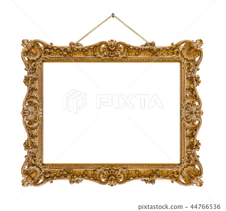 Old wooden picture frame hanging on a rope Old wooden picture frame hanging on a rope 44766536