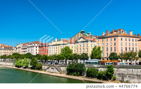 Riverside of the Saone in Lyon, France Riverside of the Saone in Lyon, France 44766774