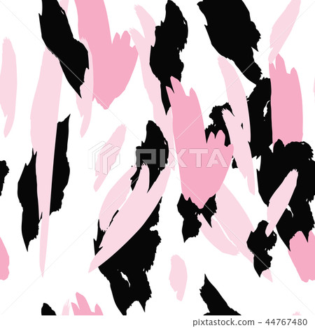 Military camouflage texture with trees, branches, grass and watercolor stains 44767480