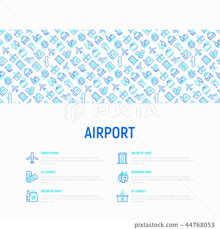 Airport concept with thin line icons - Stock Illustration [44768053 ...