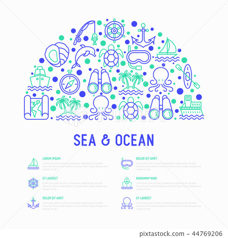 Sea and ocean journey concept in half circle 44769206