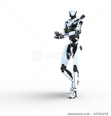 Humanoid robot perming3DCG Illustration material 44769258