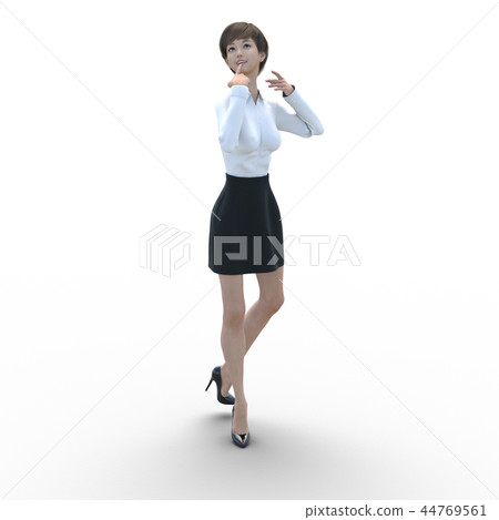 擺在女商人女性perming3DCG例證材料 擺在女商人女性perming3DCG例證材料 44769561