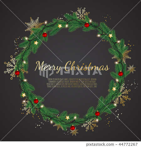 Christmas background with fir branches. Realistic fir-tree border. Christmas background with fir branches. Realistic fir-tree border. 44772267
