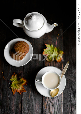 Tea set, breakfast or coffee break. Autumn 44773628