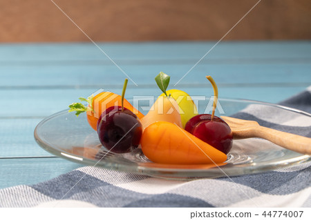 colorful of deletable imitation fruits Thai snack 44774007