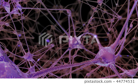 3D rendering of a network of neuron cells 3D rendering of a network of neuron cells 44774531