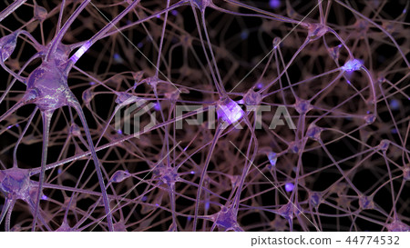 3D rendering of a network of neuron cells 3D rendering of a network of neuron cells 44774532