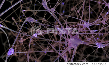 3D rendering of a network of neuron cells 3D rendering of a network of neuron cells 44774534