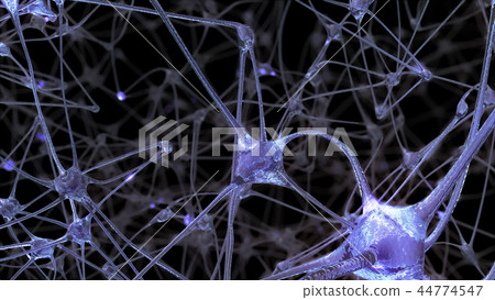 3D rendering of a network of neuron cells 44774547