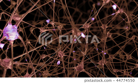 3D rendering of a network of neuron cells 44774550